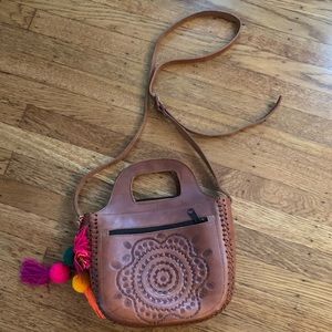 Leather handmade women crossbody purse